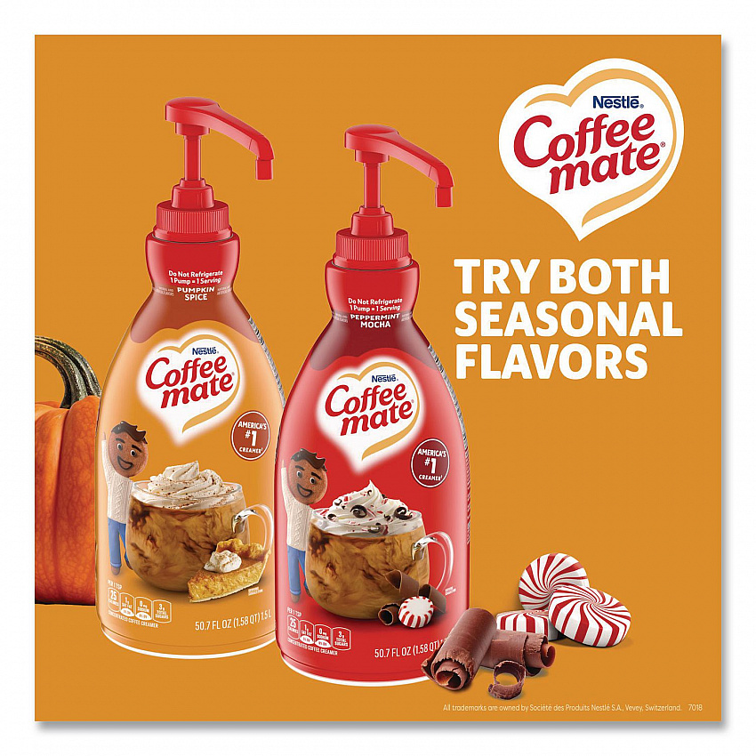 Liquid Coffee Creamer, Pumpkin Spice, 1.5 L Pump Bottle, 2/carton (31460CT)