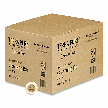 Terra Pure Cleansing Bar, Green Tea Lemongrass Scent, 0.6 oz Bar, 400/Carton (002041)