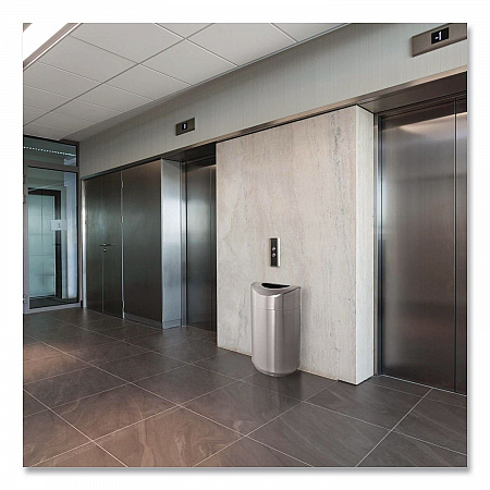Designer Line Eclipse Waste Receptacle, 30 gal, Steel, Stainless Steel (R2030SSPL)