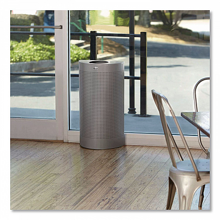 Designer Line Silhouettes Waste Receptacle, 12 gal, Steel, Silver Metallic (SH12EPLSM)