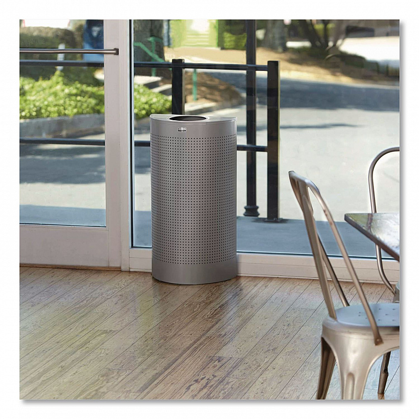 Designer Line Silhouettes Waste Receptacle, 12 gal, Steel, Silver Metallic (SH12EPLSM)