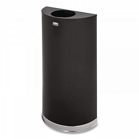 European and Metallic Series Open Top Half-Round Receptacle, 12 gal, Steel, Black/Chrome (SO1220B)