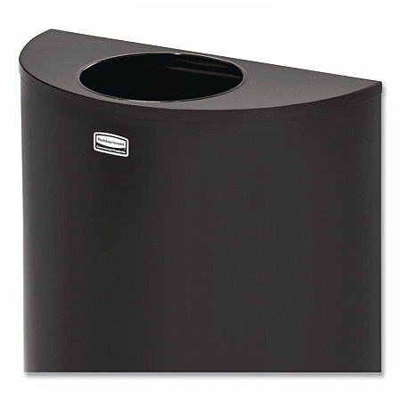 European and Metallic Series Open Top Half-Round Receptacle, 12 gal, Steel, Black/Chrome (SO1220B)