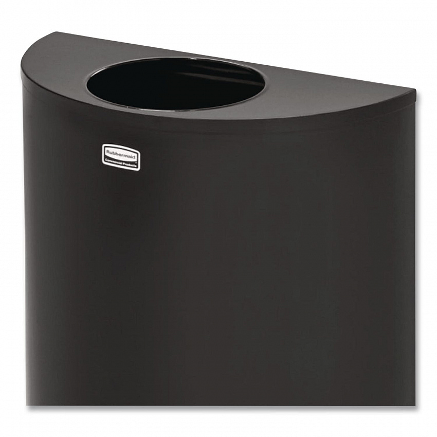 European and Metallic Series Open Top Half-Round Receptacle, 12 gal, Steel, Black/Chrome (SO1220B)