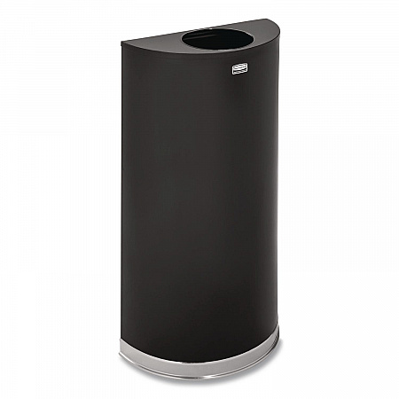 European and Metallic Series Open Top Half-Round Receptacle, 12 gal, Steel, Black/Chrome (SO1220B)