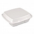 Foam Hinged Lid Container, Secure Two Tab Latch, Poly Bag, 9 x 9 x 3, White, 100/Bag, 2 Bags/Carton (12095)
