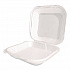 Foam Hinged Lid Container, Secure Two Tab Latch, Poly Bag, 9 x 9 x 3, White, 100/Bag, 2 Bags/Carton (12095)