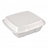 Foam Hinged Lid Container, Secure Two Tab Latch, Poly Bag, 3 Compartments, 9 x 9 x 3, White, 100/Bag, 2 Bags/Carton (12094)