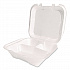 Foam Hinged Lid Container, Secure Two Tab Latch, Poly Bag, 3 Compartments, 9 x 9 x 3, White, 100/Bag, 2 Bags/Carton (12094)