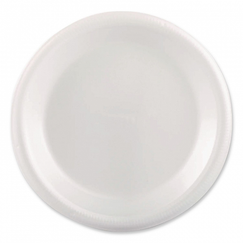 Foam Dinnerware, Plate, 9" dia, Poly Bag, White, 125/Sleeve, 4 Sleeves/Pack (12040)