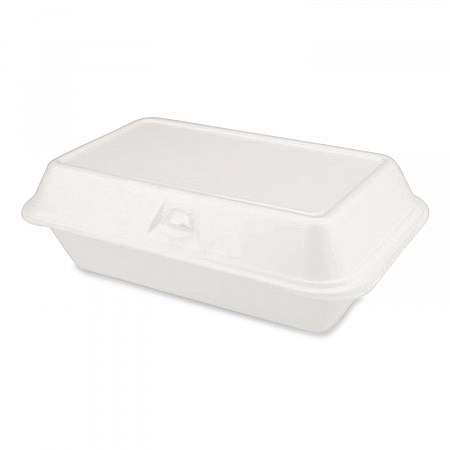 Foam Hinged Lid Container, Secure One Tab Latch, Poly Bag, 7.81 x 8.75 x 3.38, White, 100/Sleeve, 2 Sleeves/Bag, 1 Bag/Pack (12018)
