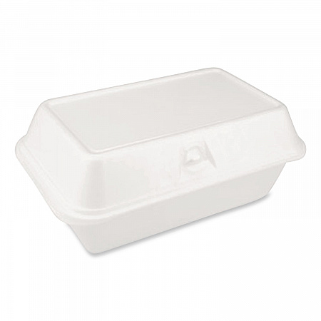 Foam Hinged Lid Container, Secure One Tab Latch, Poly Bag, 7.81 x 8.75 x 3.38, White, 100/Sleeve, 2 Sleeves/Bag, 1 Bag/Pack (12018)