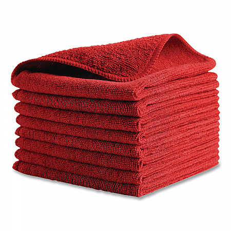 Microfiber Cleaning Cloths, 12 x 12, Red, 24/Pack (1820577)