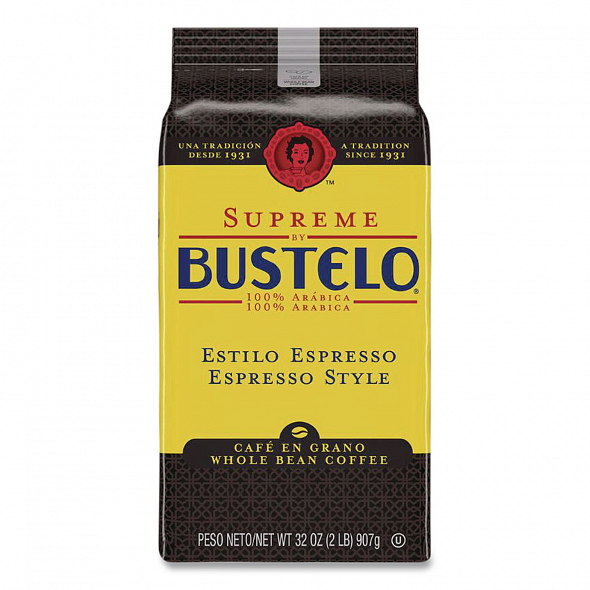 Cafe Bustelo Whole Bean Coffee, Espresso, 32 oz Bag, 4/Carton (21892)