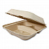 Fiber Hinged Takeout Containers, 3 Compartments, 8.8 x 8.2 x 2.9, Natural, Paper, 300/Carton (TOSCU8TLFP)