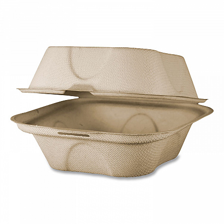 Fiber Hinged Takeout Containers, Burger Box, 6.5 x 6 x 3.2, Natural, Paper, 500/Carton (TOSCU15BLFP)