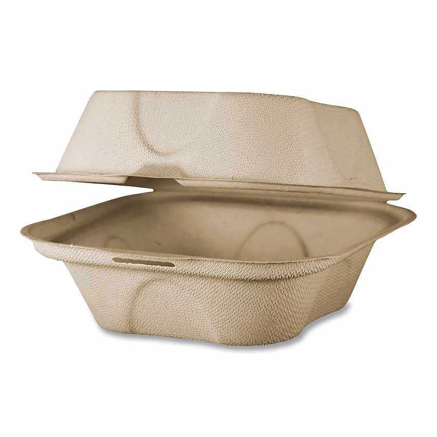 Fiber Hinged Takeout Containers, Burger Box, 6.5 x 6 x 3.2, Natural, Paper, 500/Carton (TOSCU15BLFP)