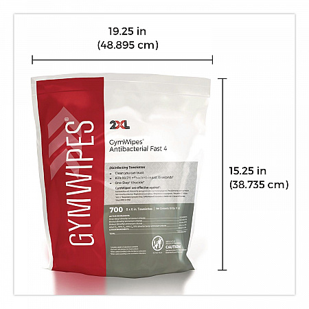 Antibacterial Gym Wipes Refill, 1-Ply, 6 x 8, Unscented, White, 700 Wipes/Pack, 4 Packs/Carton (L101)