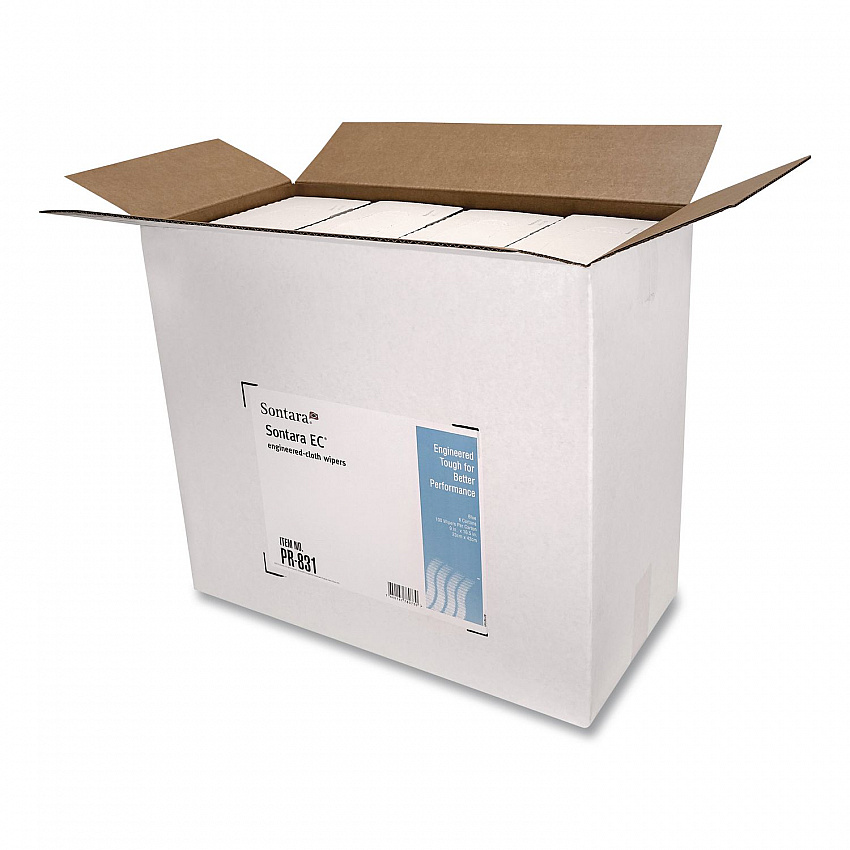 Sontara EC Wipers, 16.5 x 9, Blue, Interfold Dispenser Box, 100 Wipers/Box, 8 Boxes/Carton (PR831)
