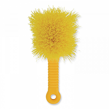 Long Handle Scrub Brush, Yellow Synthetic Bristles, 8