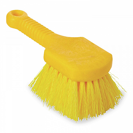 Long Handle Scrub Brush, Yellow Synthetic Bristles, 8