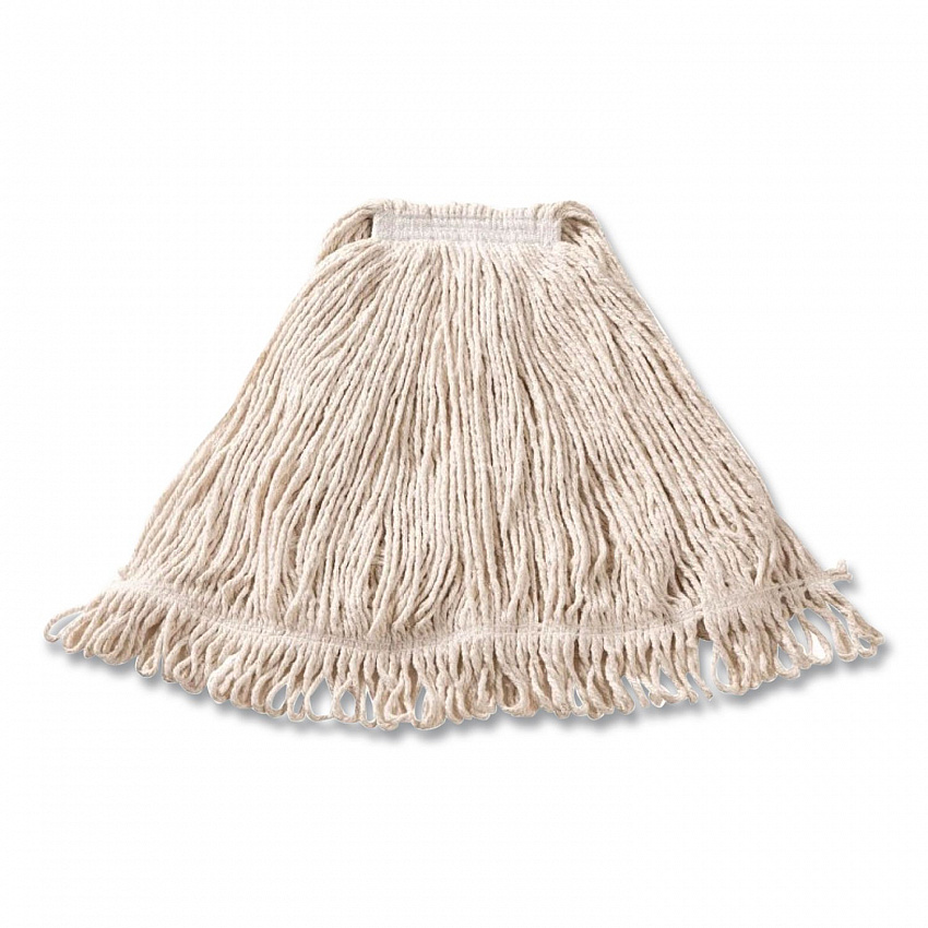 Super Stitch Cotton Looped End Wet Mop Head, Large, 1" White Headband, 6/Carton (D113)