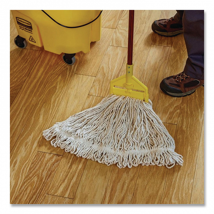 Super Stitch Cotton Looped End Wet Mop Head, Large, 1" White Headband, 6/Carton (D113)