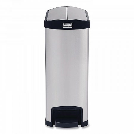 Slim Jim Stainless Steel Step-On Container, End Step Style, 13 gal, Stainless Steel, Black (1901993)