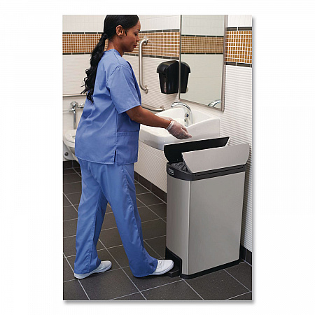 Slim Jim Stainless Steel Step-On Container, End Step Style, 13 gal, Stainless Steel, Black (1901993)