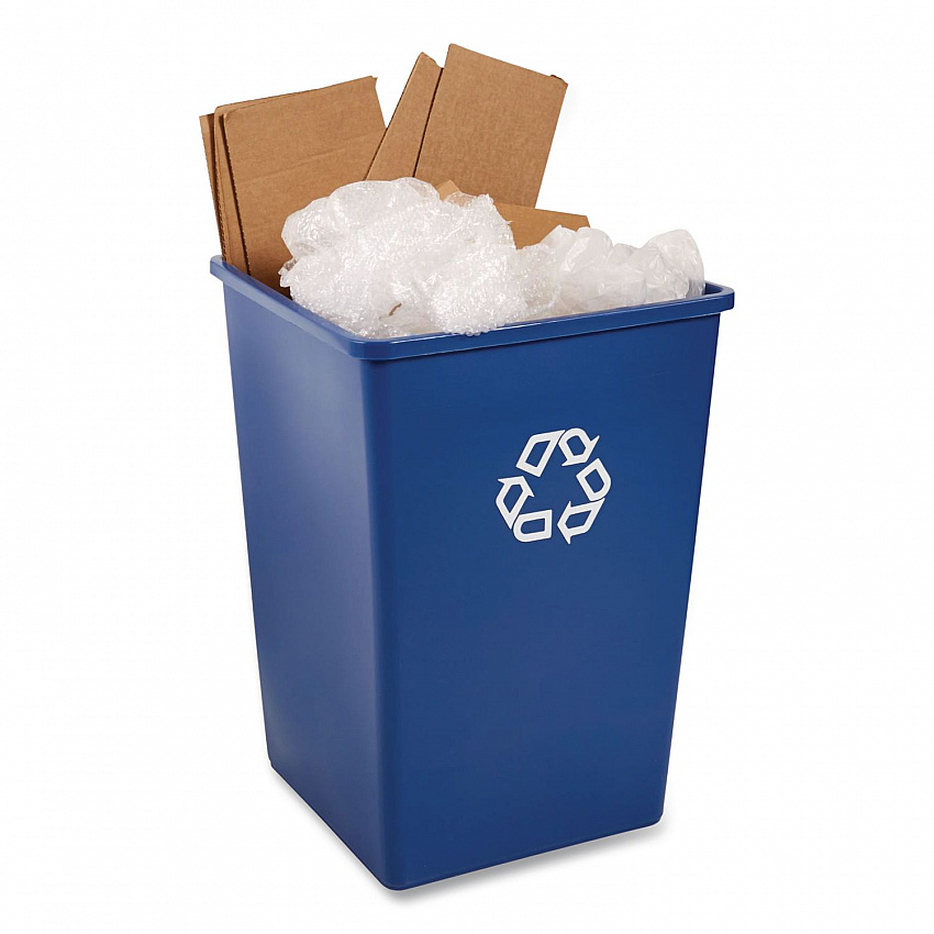 Square Recycling Container, 35 gal, Plastic, Blue (395873BLU)