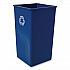 Square Recycling Container, 50 gal, Plastic, Blue (395973BLU)
