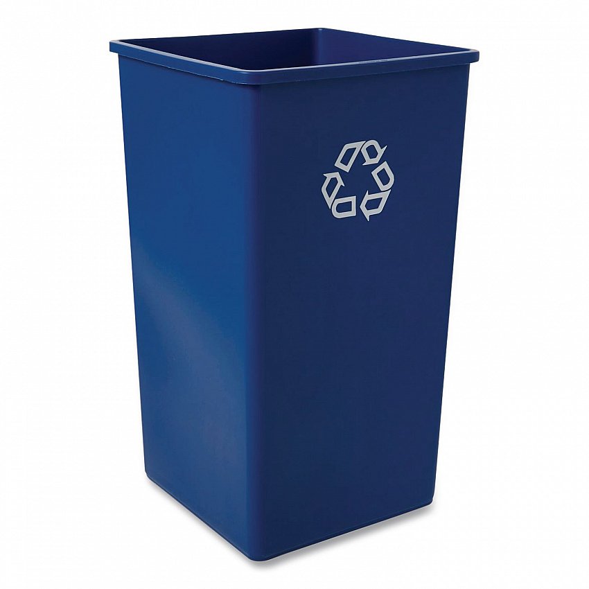 Square Recycling Container, 50 gal, Plastic, Blue (395973BLU)