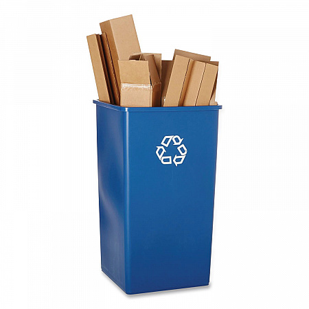 Square Recycling Container, 50 gal, Plastic, Blue (395973BLU)