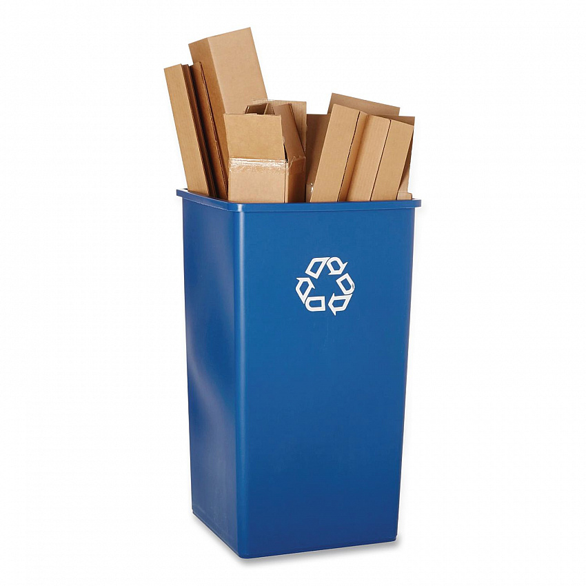 Square Recycling Container, 50 gal, Plastic, Blue (395973BLU)