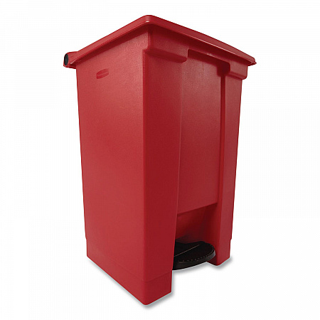 Indoor Utility Step-On Waste Container, 12 gal, Plastic, Red (6144RED)