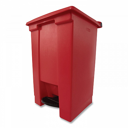 Indoor Utility Step-On Waste Container, 12 gal, Plastic, Red (6144RED)