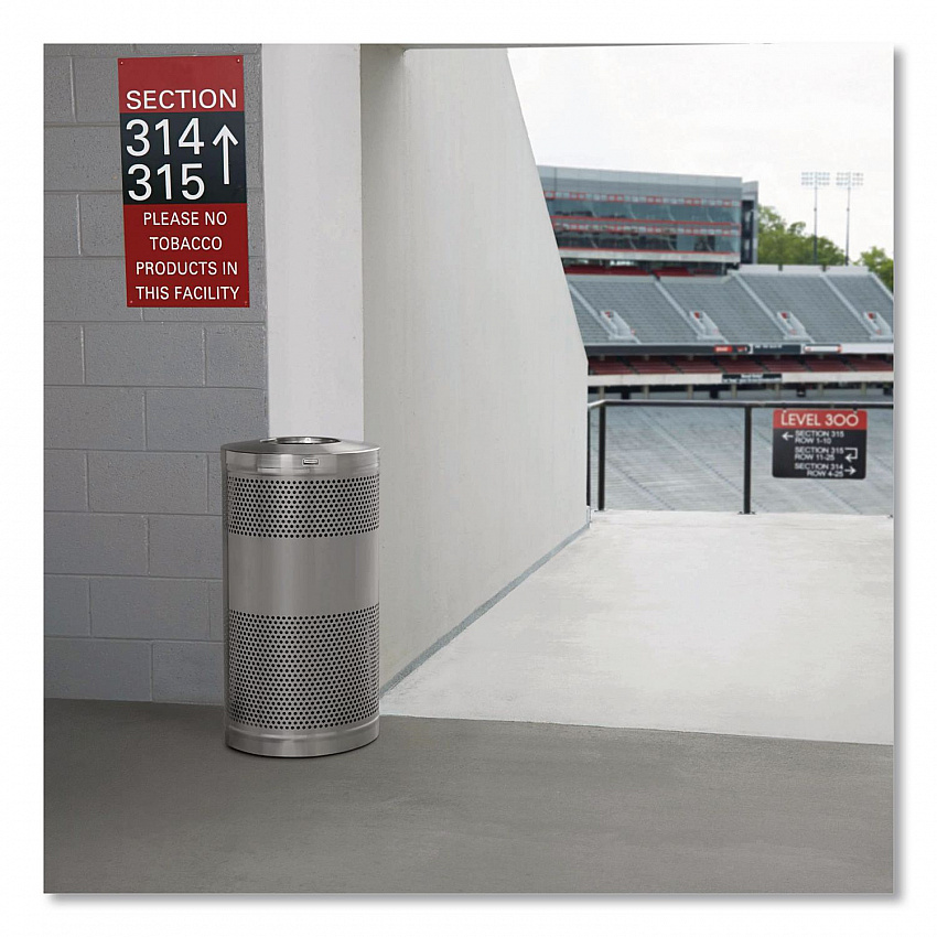 Classics Perforated Open Top Receptacle, 25 gal, Steel, Black (S3ETBK)