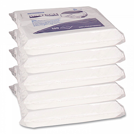 W4 Critical Task Wipers, Flat Double Bag, 3-Ply, 9 x 9, Unscented, White, 100/Bag, 5 Bags/Carton (33390)