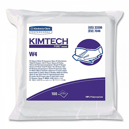 W4 Critical Task Wipers, Flat Double Bag, 3-Ply, 9 x 9, Unscented, White, 100/Bag, 5 Bags/Carton (33390)