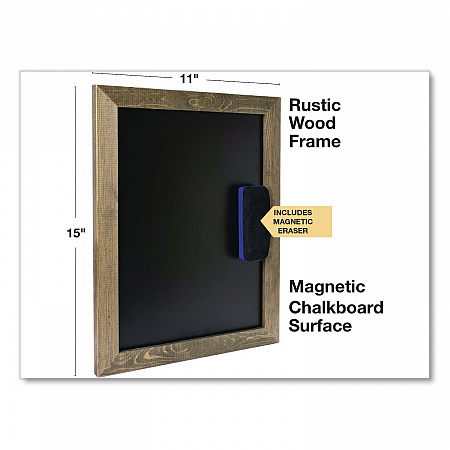 Magnetic Tabletop Chalkboard, Black Surface, Brown Wood Frame, 11 x 15 (EGPHD0100S)