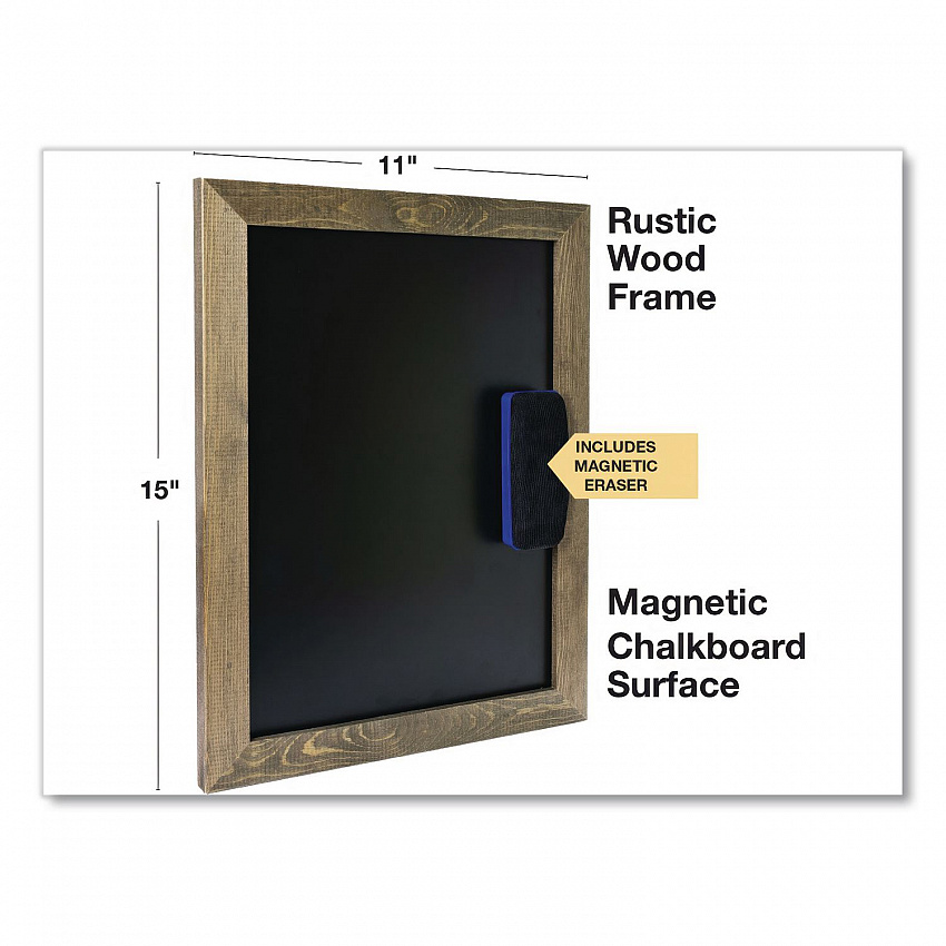 Magnetic Tabletop Chalkboard, Black Surface, Brown Wood Frame, 11 x 15 (EGPHD0100S)