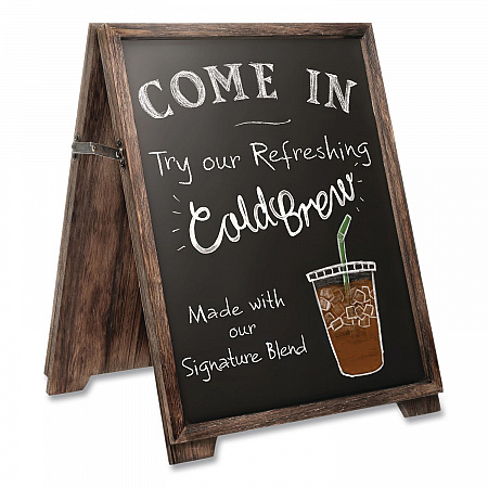 Desktop A-Frame Chalkboard, Black Surface, Brown Wood Frame, 13 x 14.5 x 17 (EGPHD0547)