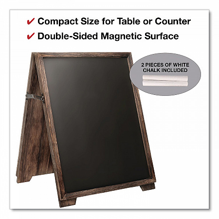 Desktop A-Frame Chalkboard, Black Surface, Brown Wood Frame, 13 x 14.5 x 17 (EGPHD0547)