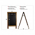 Indoor/Outdoor A-Frame Sidewalk Sign, Black 18 x 29 Surface, Brown Frame, 22 x 25 x 40 (GPP0001S)