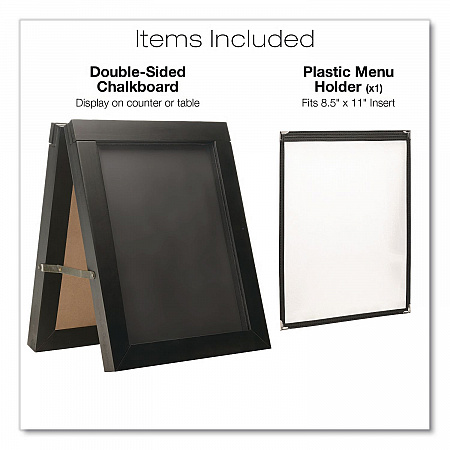 Double Sided A-Frame Chalkboard and Menu Holder, Black/Clear 8.5 x 11 Surface, Black Frame, 11 x 14 (MENUAFRAME)