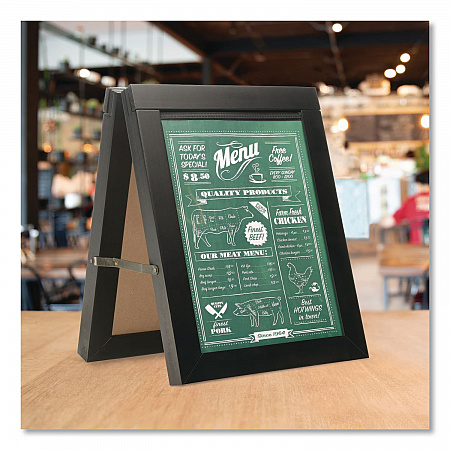 Double Sided A-Frame Chalkboard and Menu Holder, Black/Clear 8.5 x 11 Surface, Black Frame, 11 x 14 (MENUAFRAME)