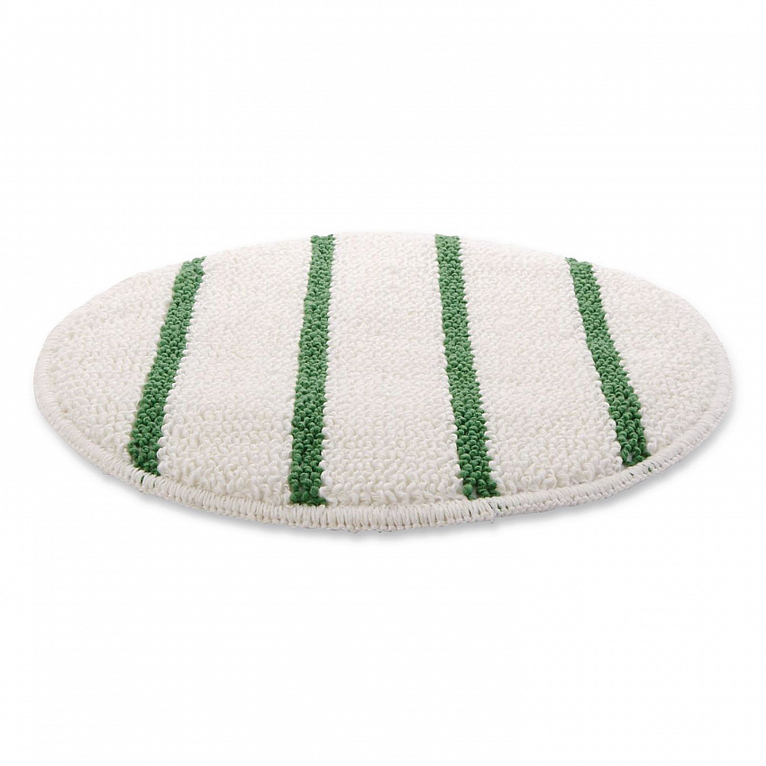 Low Profile Scrub-Strip Carpet Bonnet, 19" Diameter, White/Green, 5/Carton (P269)