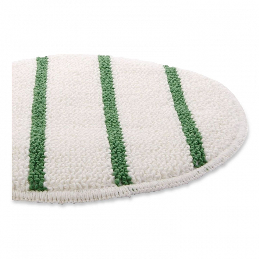 Low Profile Scrub-Strip Carpet Bonnet, 19" Diameter, White/Green, 5/Carton (P269)