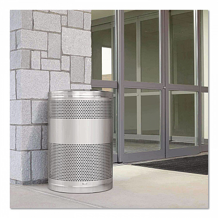 Classics Perforated Open Top Receptacle, 51 gal, Steel, Black (S55ETBK)