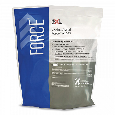 FORCE Disinfecting Wipes Refill, 1-Ply, 6 x 8, Unscented, White, 900/Pack, 4 Packs/Carton (L4014)